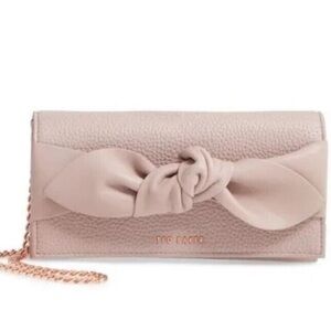 NWOT Ted Baker-CIMMY- Knotted Crossbody Matinee Leather Wallet-Pink